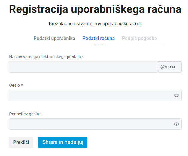 Postopek registracije 2 Podatki racuna poslovno