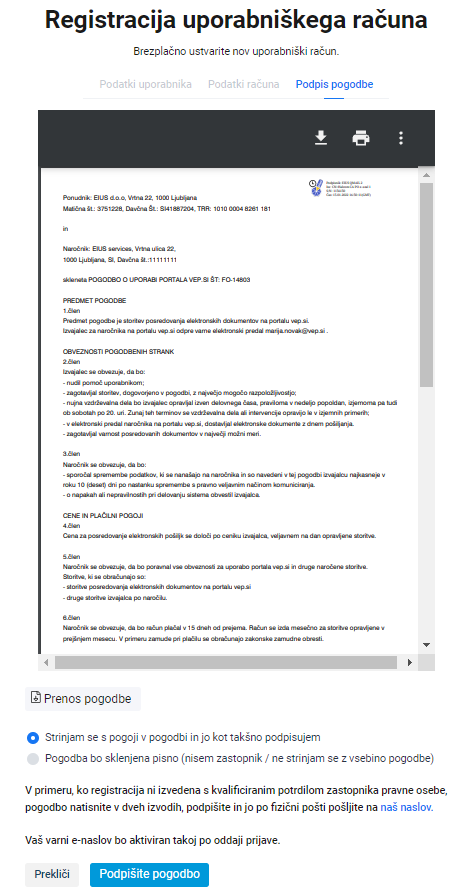 Postopek registracije 3 Podpis pogodbe fizicna