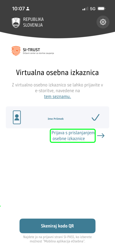 Podpisovanje z eOsebna 1 Prijava s prislanjanjem osebne izkaznice